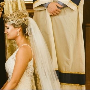 Ivory Raw Edge Tulle Cathedral Veil